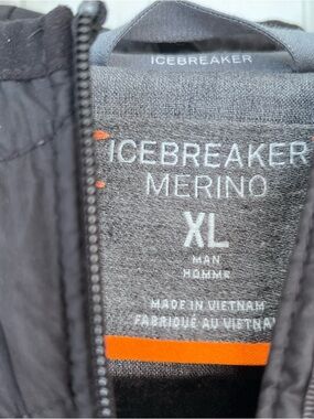 Icebreaker Dark Gray and Orange Merino Puffer Jacket Coat - Men's XL